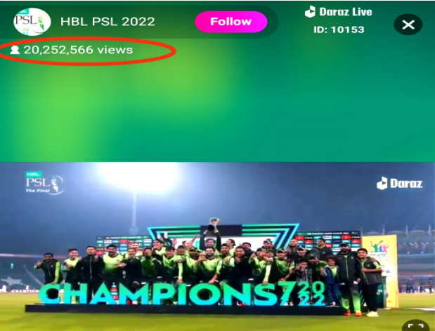 Over 20 million people watch HBL PSL 7 final on Daraz App